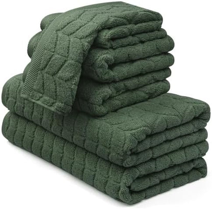 Alusa Home Ultra Soft & Stylish 700 GSM Luxury Bath Towels - 100% Zero-Twist, Long-Staple Cotton - Remarkably Absorbent & Quick Drying - 6 Piece Towel Set (Hunter Green)