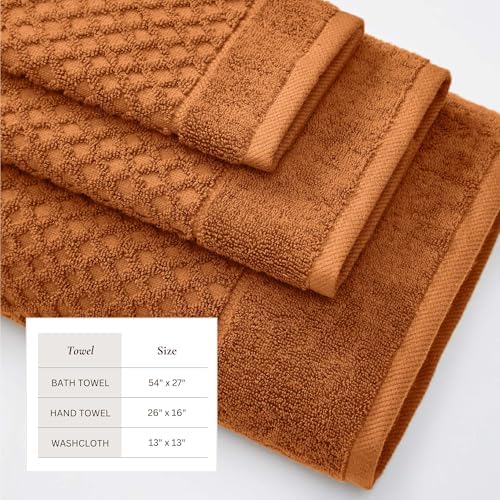 Great Bay Home Bath Towels - 100% Cotton 6 Piece Towel Set - Diamond Waffle Weave - Absorbent, Durable, Quick-Dry Towels for Bathroom (Copper)