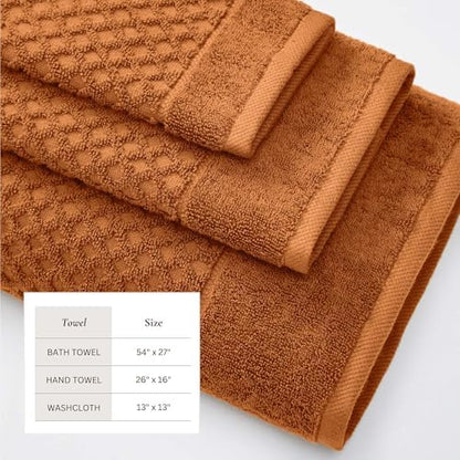 Great Bay Home Bath Towels - 100% Cotton 6 Piece Towel Set - Diamond Waffle Weave - Absorbent, Durable, Quick-Dry Towels for Bathroom (Copper)
