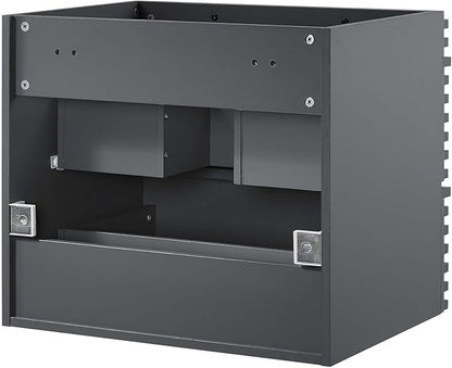 Modway Render 24" Wall-Mount Bathroom Vanity Cabinet in Gray-Sink Basin Not Included, Grey