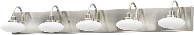 36in Brushed Nickel LED Vanity Light Fixtures,5-Light Brushed Nickel Bathroom Light Fixture,Bathroom Light Over Mirror, Modern Vanity Lights for Bath,3000K-6000K, Dimmable
