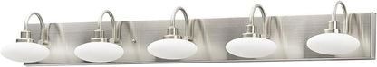 36in Brushed Nickel LED Vanity Light Fixtures,5-Light Brushed Nickel Bathroom Light Fixture,Bathroom Light Over Mirror, Modern Vanity Lights for Bath,3000K-6000K, Dimmable