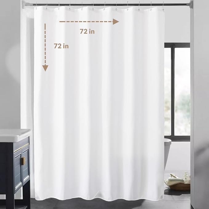 Felisa Waterproof Fabric Shower Curtain Liner,Hotel Quality Shower Liner with 3 Large Magnets, Odorless Cloth Washable Lightweight Bathroom Curtain,Sturdy Rustproof Grommets,72 x 72,White