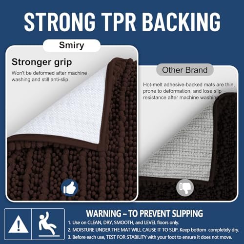 Smiry Bathroom Rugs 48X32, Extra Soft Rubber Backing Chenille Bath Mats