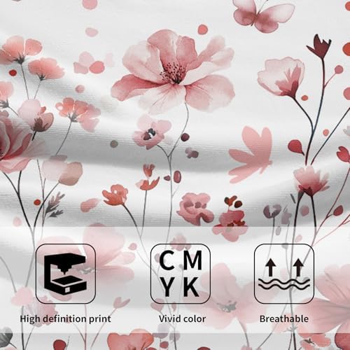 Watercolor Flowers Hand Towel Set of 2, 14x28 Inch Spring Floral with Butterflies and Leaves Absorbent Soft Dish Cloth Towels for Farmhouse Kitchen Bathroom Home Hotel Gym Decor