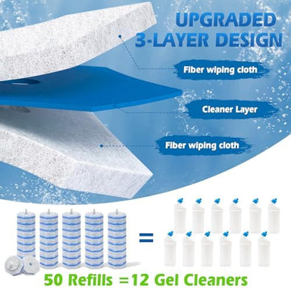 50 Count Disposable Toilet Wand Refills for Clorox, Upgraded Replacement Brush Heads Compatible With Most Toilet Wand Refill System - 5X Cleaning Power Toilets Bowl Cleaner with Exclusive Formula