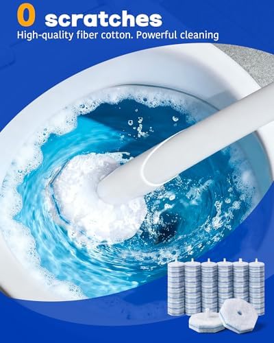 60 Pack Wand Refills Compatible with Clorox Toilet Brushes, Instant Foam Cleaning, Secure Lock No Slipping, Odor Neutralizing, Easy Snap-On Design