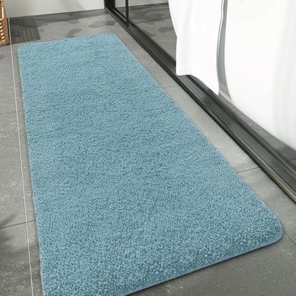 LOCHAS Bathroom Rug Runner 24x60 Inch, Bath Rugs Non Slip, Spa Blue