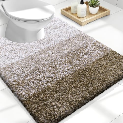OLANLY Luxury Toilet Rugs U-Shaped 24x20, Soft Absorbent Microfiber Mat