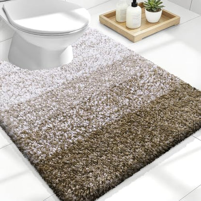 OLANLY Luxury Toilet Rugs U-Shaped 24x20, Soft Absorbent Microfiber Mat