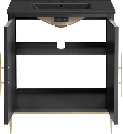 Modway Awaken Bathroom Vanity Cabinet, 30", Black Black