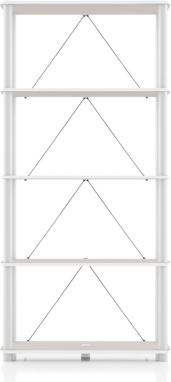 Homes: Inside + Out Apexa Modern 5-Tier Wide Shelving Units, Collectibles Display Shelves, Easy Assembly Standing Shelf, Home Storage Organizer for Living Room, Bedroom, Office, Taupe Grey