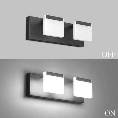 Ralbay Matte Black Vanity Light 2 Lights Bathroom Vanity Lights Acrylic LED Modern Black Bathroom Light Fixtures