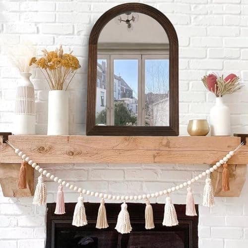 LOSOUR 2 Pack 24" x 36" Arched Mirror, Farmhouse Decor Solid Wood Frame Bathroom Mirrors, Vintage Mirror for Bathroom, Living Room,Bedroom, Entryway, Hallway,Foyer (Coffee, 2 Pack-36" x 24")