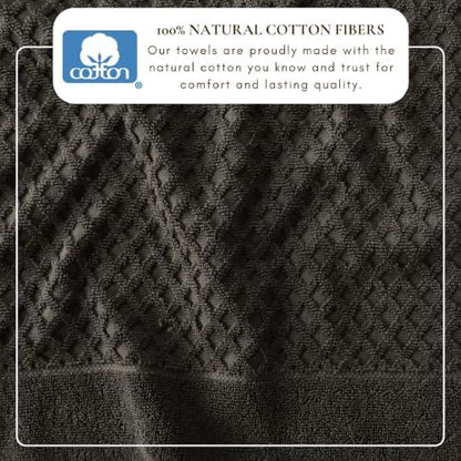 Great Bay Home Bath Towels - 100% Cotton 6 Piece Bath Sheet Set - Diamond Waffle Weave - Absorbent, Durable, Quick-Dry Towels for Bathroom (Midnight)