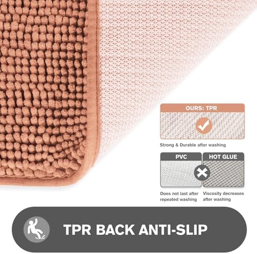 Bathroom Rugs 30 x 50 Inch – Extra Large Bath Mat | Absorbent and Washable Thick Chenille Bath Rugs Non-Slip Runner Rug for Bathroom, Shower, Tub(Dusty Pink)