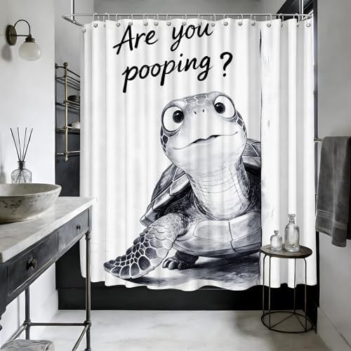 Extra Long Shower Curtain XL Funny Sea Turtle Kids, 108 x 72 in