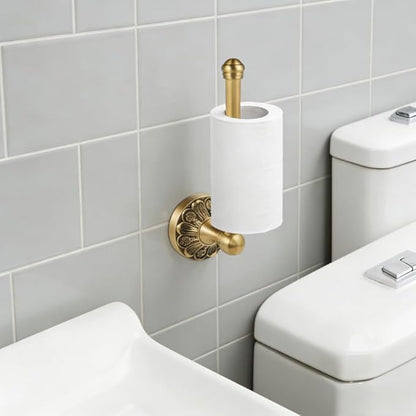 Antique Brass Bathroom Accessories, Solid Copper Towel Ring & Paper Holder, Vintage Wall Mount Hardware with Antique Bronze Finish (Single or Set) (Towel Holder (Single))