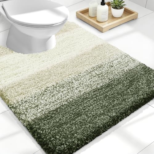 OLANLY Luxury Toilet Rugs U-Shaped 24x20, Soft Absorbent Microfiber Mat