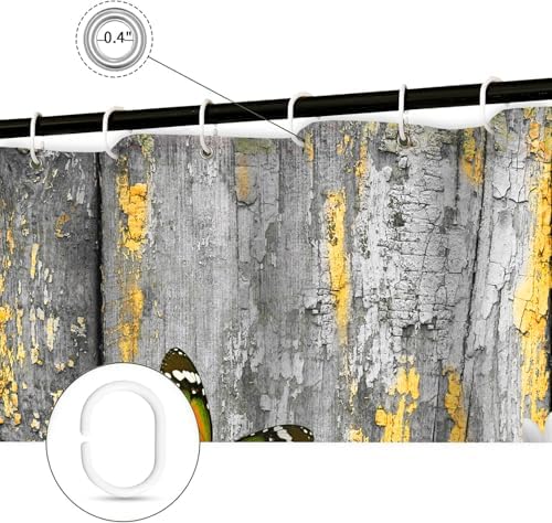 Cute Baby Highland Cow Shower Curtain, Farmhouse Yellow Wooden Daisy Shower Curtain for Bathroom Set, Funny Cattle Rustic Animal Fabric Waterproof Shower Curtains for Bathtub Decor with Hooks 36X72in