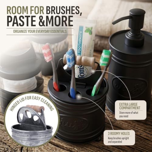 Autumn Alley Matte Black Rustic Farmhouse Bathroom Accessories, 4 Piece
