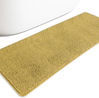 Bathroom Runner Rug 24 x 72 Non Slip – Extra Long Bath Mat | Absorbent and Washable Thick Chenille Runner Rug for Bathroom, Shower, Tub, Sink(Mustard)