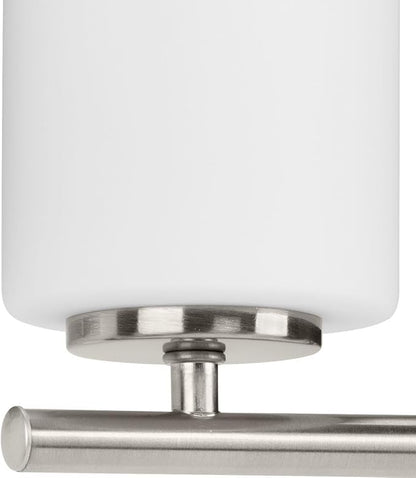 Progress Lighting 4-Light Etched White Glass Modern Bath Vanity Light, Replay Collection, Brushed Nickel (P2160-09)
