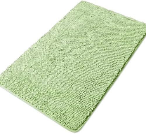 Yeaban Chenille Seafoam Green Bathroom Rug 30"x50",Non-Slip Rubber Backing