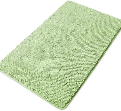 Yeaban Chenille Seafoam Green Bathroom Rug 30"x50",Non-Slip Rubber Backing