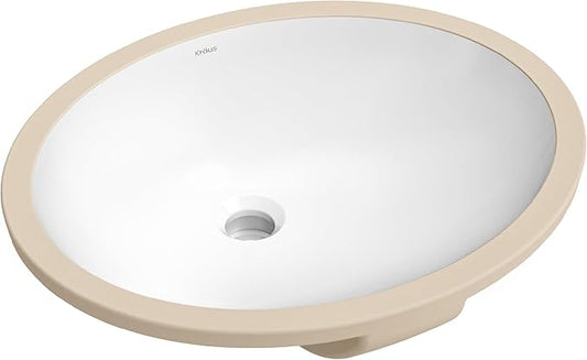 KRAUS Elavo 19.25 in. Oval Porcelain Ceramic Undermount Bathroom Sink in White with Overflow Drain, KCU-272