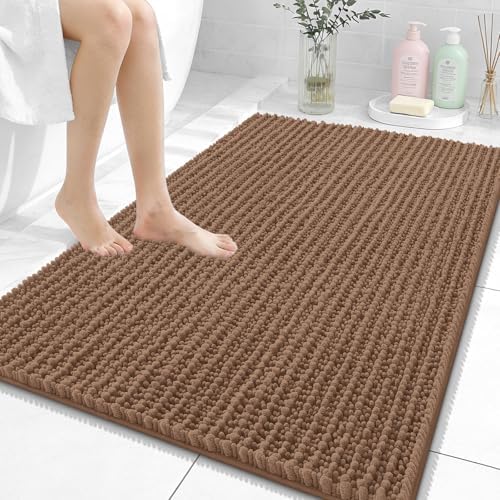 OLANLY Large Bathroom Rugs 40x32, Thick Soft Absorbent Chenille Bath Rugs