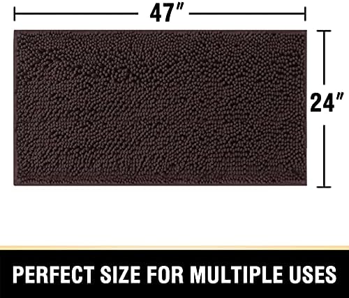 H.VERSAILTEX Bathroom Rugs Bath Mats Non Slip Luxury Chenille Bathroom Runner Rug 24x47 Extra Soft and Absorbent Shaggy Rugs Dry Fast Plush Area Carpet Mats for Bath Room, Tub - Chocolate
