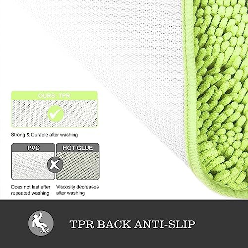 Yeaban Chenille Apple Green Bathroom Runner Rug 24"x72"