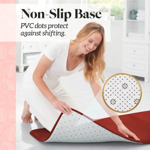 Memory Foam Bath Mat Non Slip Absorbent Super Cozy Velvet Bathroom Rug Carpet (17 inches X 24 inches, Autumn Glaze)