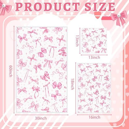 Moukeren Set of 3 Pink Bow Bath Towels, Decorative Towels for Bathroom