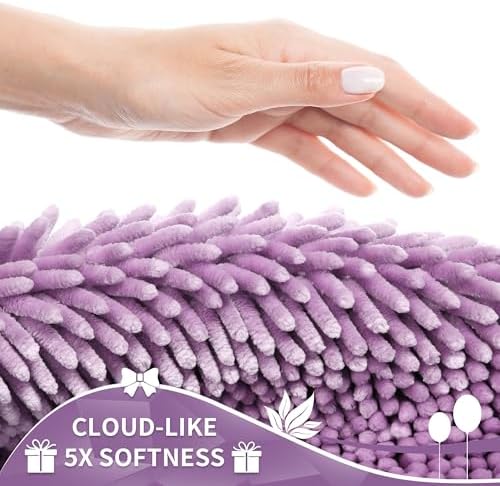 Yimobra Chenille Bathroom Rugs Non Slip, Extra Thick Soft Absorbent Bath Rug 31.5x20 Inch, Machine Washable Quick Dry Bath Mat for Bathroom Floor, Tub and Shower, Home Decor Accessories, Lilac