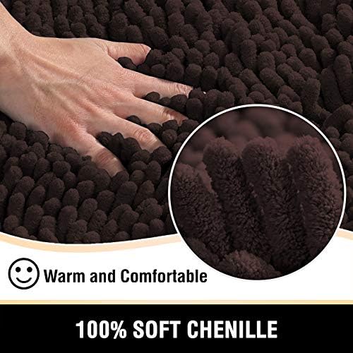 H.VERSAILTEX Toilet Mat U Shaped Bathroom Rugs Bath Mats for Bathroom Non Slip Luxury Chenille Bath Mat U Shape 20x24 Extra Soft and Absorbent Shaggy Rugs Washable Dry Fast - Chocolate