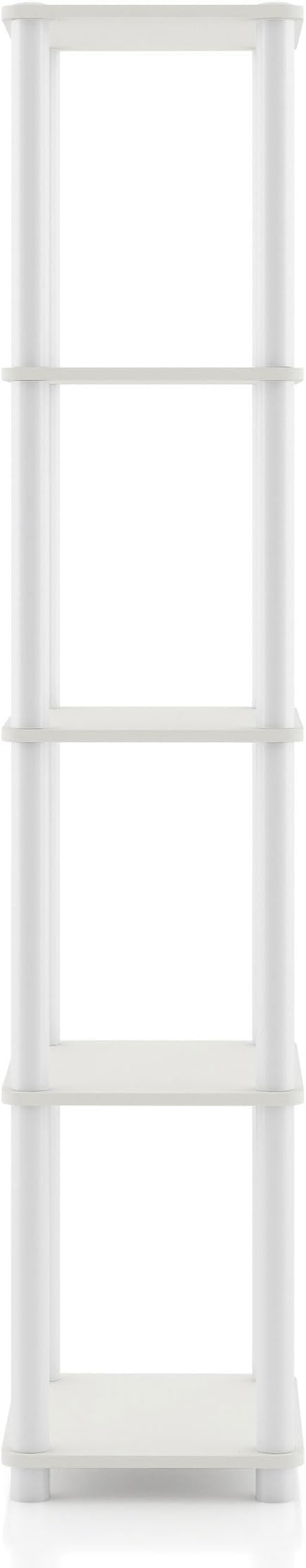 Homes: Inside + Out Apexa Modern 5-Tier Narrow Shelving Units, Collectibles Display Shelves, Easy Assembly Standing Shelf, Home Storage Organizer for Living Room, Bedroom, Office, White