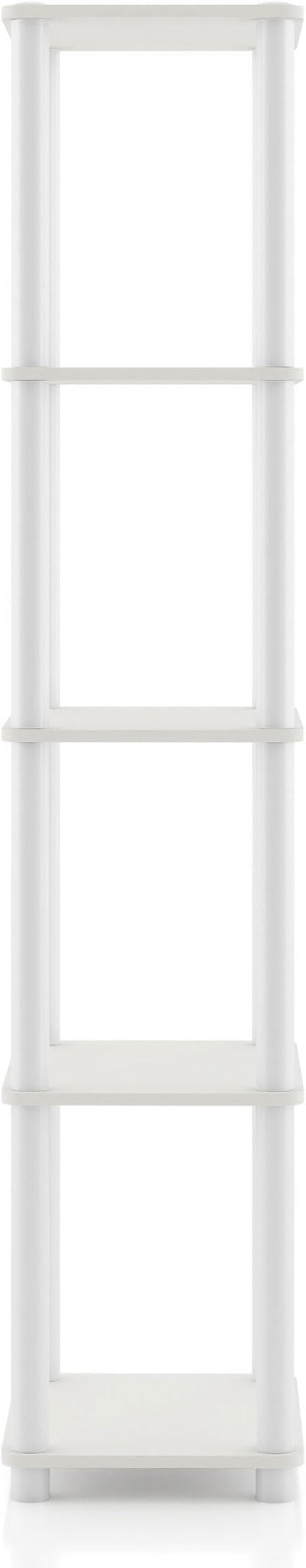 Homes: Inside + Out Apexa Modern 5-Tier Narrow Shelving Units, Collectibles Display Shelves, Easy Assembly Standing Shelf, Home Storage Organizer for Living Room, Bedroom, Office, White
