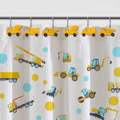 12-Piece Truck Construction Tractor Shower Curtain Hooks for Bathroom