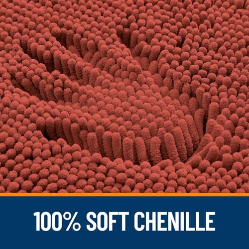 OLANLY Chenille Bath Rugs Sets 2 Piece, 30"x20"+24"x20", Rustic Terracotta