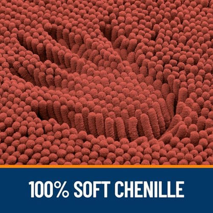 OLANLY Chenille Bath Rugs Sets 2 Piece, 30"x20"+24"x20", Rustic Terracotta