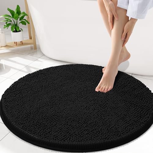 Smiry Round Bathroom Rugs 30X30, Chenille Extra Soft Absorbent Bath Mat