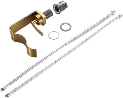 Bathroom Sink Faucet Deck Mounted Hot Cold Brass Mixer Waterfall Basin Faucets Lavatory Washbasin Water Tap(Brushed Gold,G1/2)