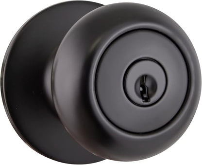 Design House 778936 Cambridge 2-Way Adjustable Entry Door Knob for Front Back Garage, Matte Black