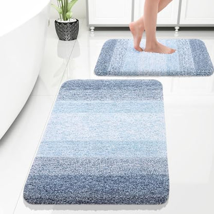 OLANLY Micorfiber Bathroom Rug Set 2 Piece, 30"x20"+24"x16"