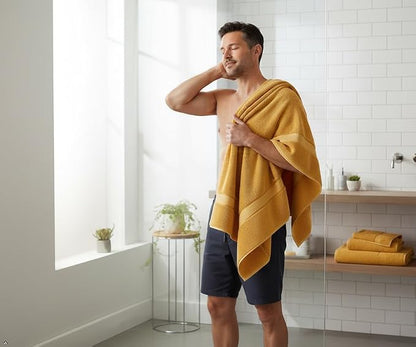 6 Piece Cotton Bath Towel Set - 2 Bath - 2 Hand - 2 Face, Gold | 100% Cotton • Thick & Plush • Hotel Quality • Ultra Soft • Highly Absorbent • Quick Dry • Low Lint • Machine Washable