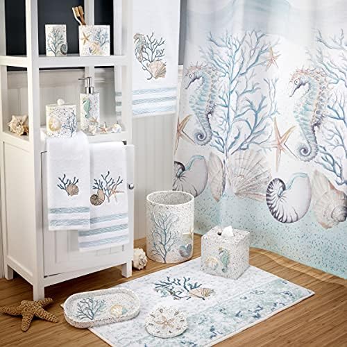 Avanti Linens - Wastebasket, Decorative Trash Can, Guest Bathroom Essentials, Sea Inspired Home Decor (Coastal Terrazo Collection)