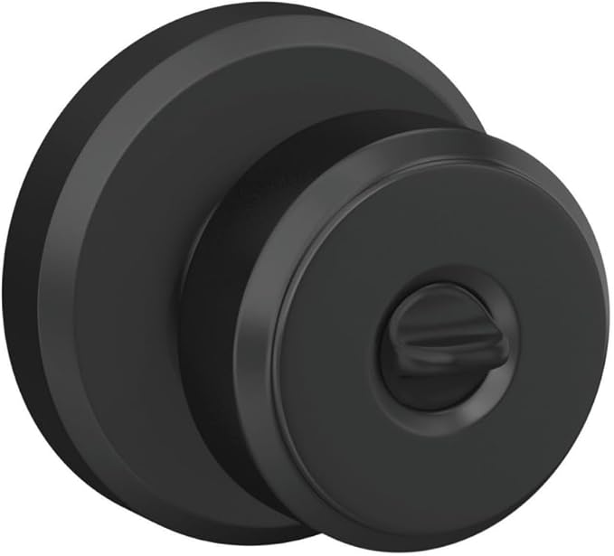 Schlage F51A BWE 622 GSN Bowery Door Knob with Greyson Trim, Keyed Entry Lock, Matte Black