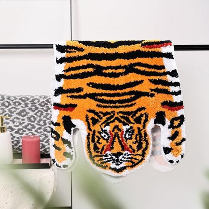 Panstar Tiger Rug for Bathroom, Yellow Tiger Bath Mat Non Slip Animal Rug
